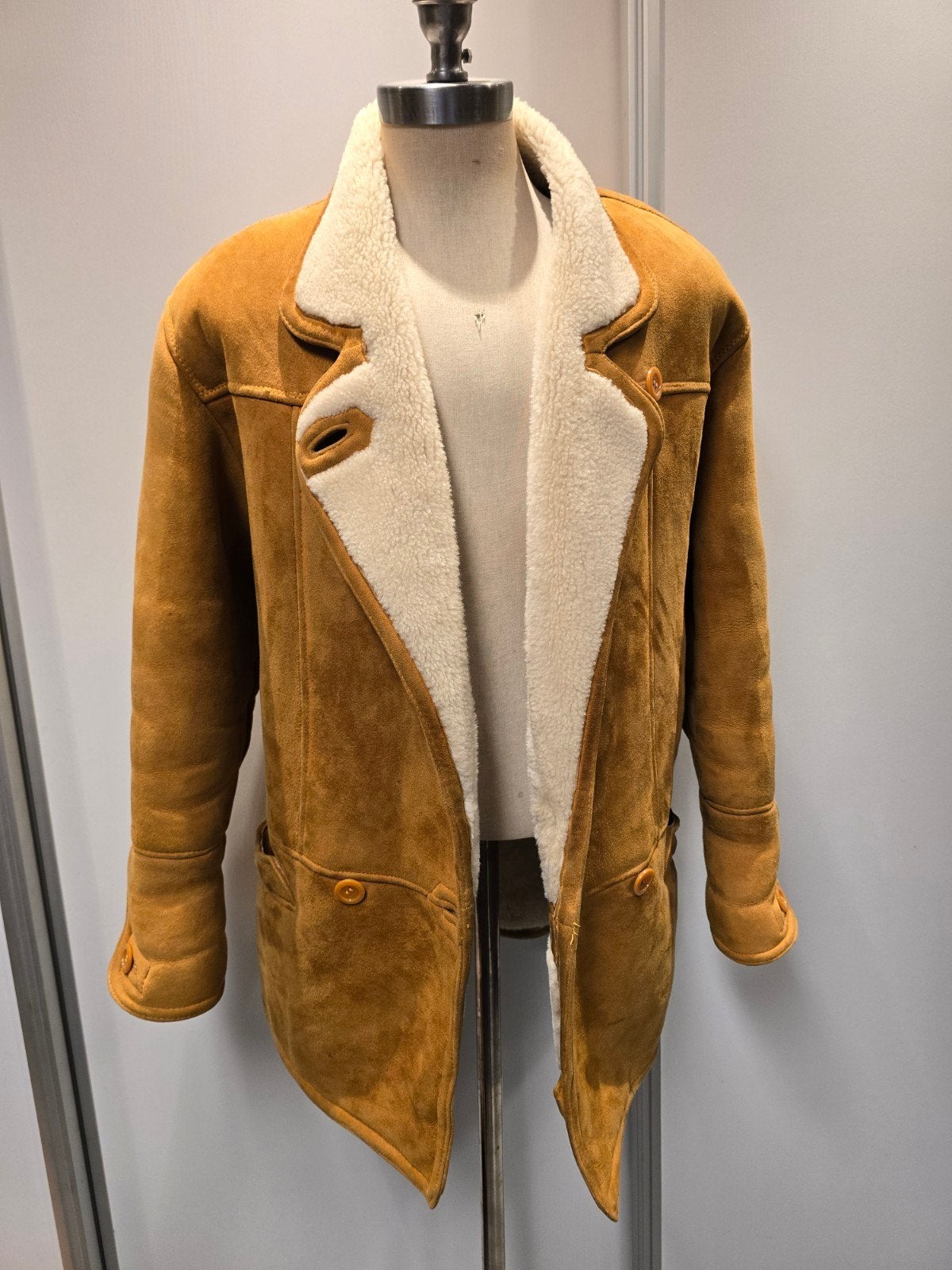 Vintage Lamsvacht Jas - Bruin/Beige - Maat L, Maat 52/54 (L), Ophalen of Verzenden, Zo goed als nieuw, Onbekend