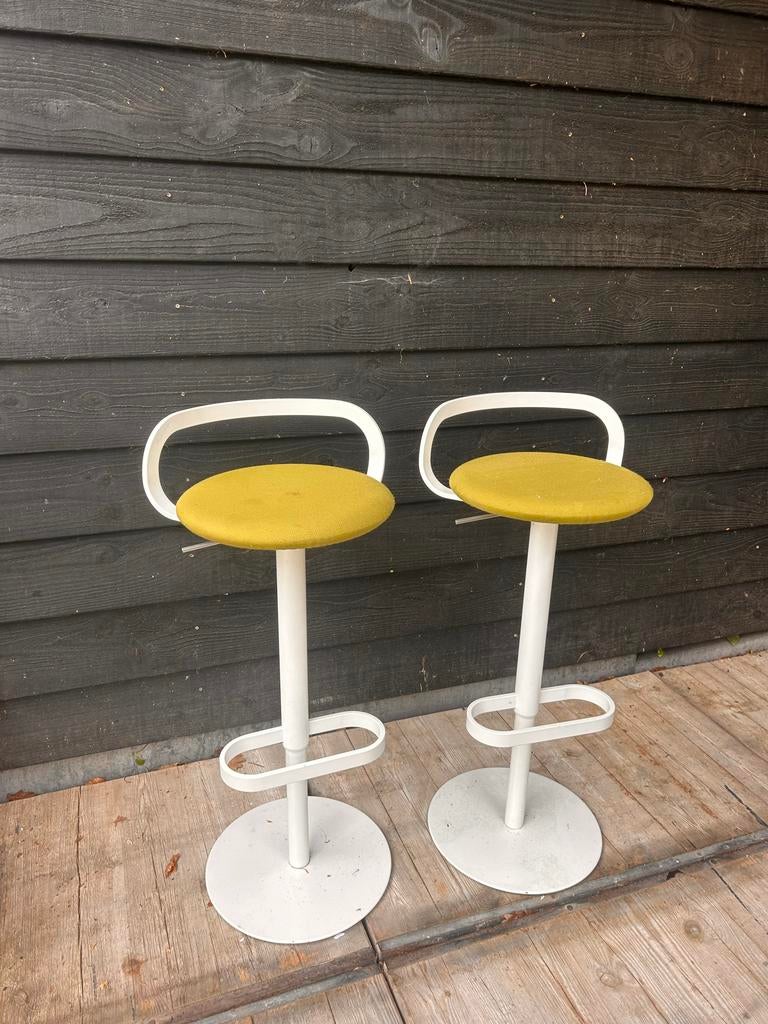 lapalma MAK barkrukken - geel en wit, In hoogte verstelbaar, Ophalen of Verzenden, Zo goed als nieuw, 90 cm of meer