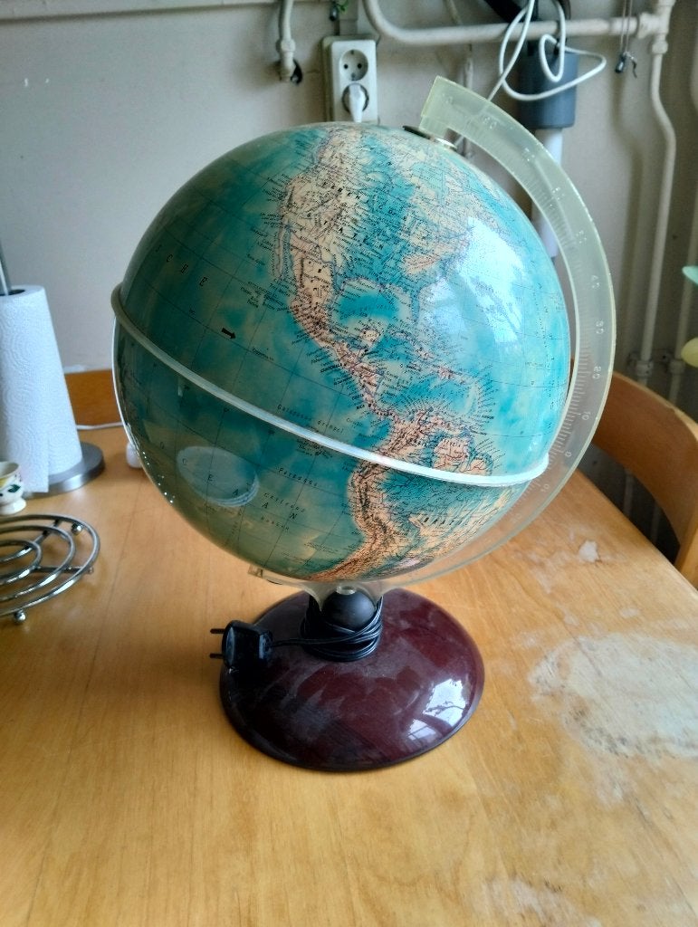 Vintage Wereldbol met verlichting, Ophalen of Verzenden, Verlicht, Gebruikt