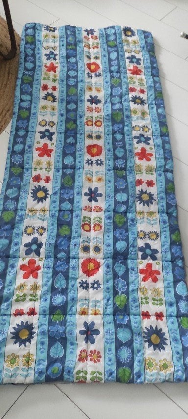 Vintage slaapzak strepen bloemen, Caravans en Kamperen, Ophalen of Verzenden, Gebruikt