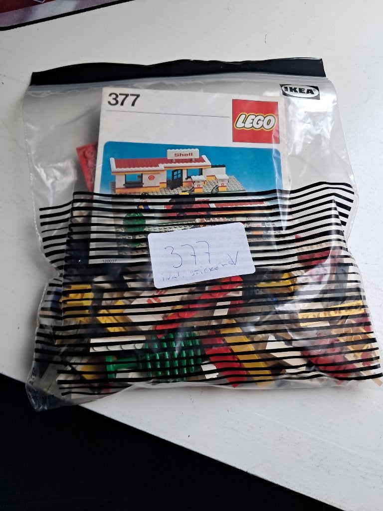Lego Shell Tankstation 377 met minifiguren en instructies, Gebruikt, Overige thema's, Lego, Ophalen of Verzenden