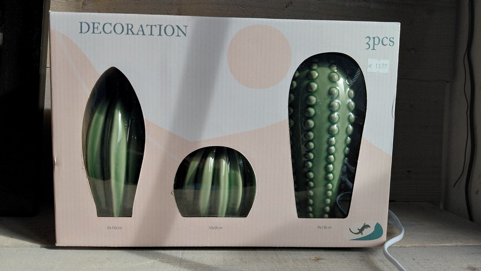 Decoratieve cactussen set - 3 stuks, Groen, Verzenden, Nieuw, Modern
