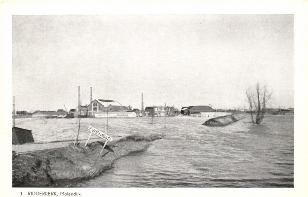 Ridderkerk, Molendijk - Watersnood 1953 - ongelopen, Verzenden, 1940 tot 1960, Ongelopen, Zuid-Holland