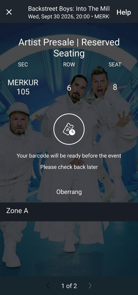 Backstreet Boys Dusseldorf concert tickets - Sept 30, 2026, Tickets en Kaartjes, Twee personen