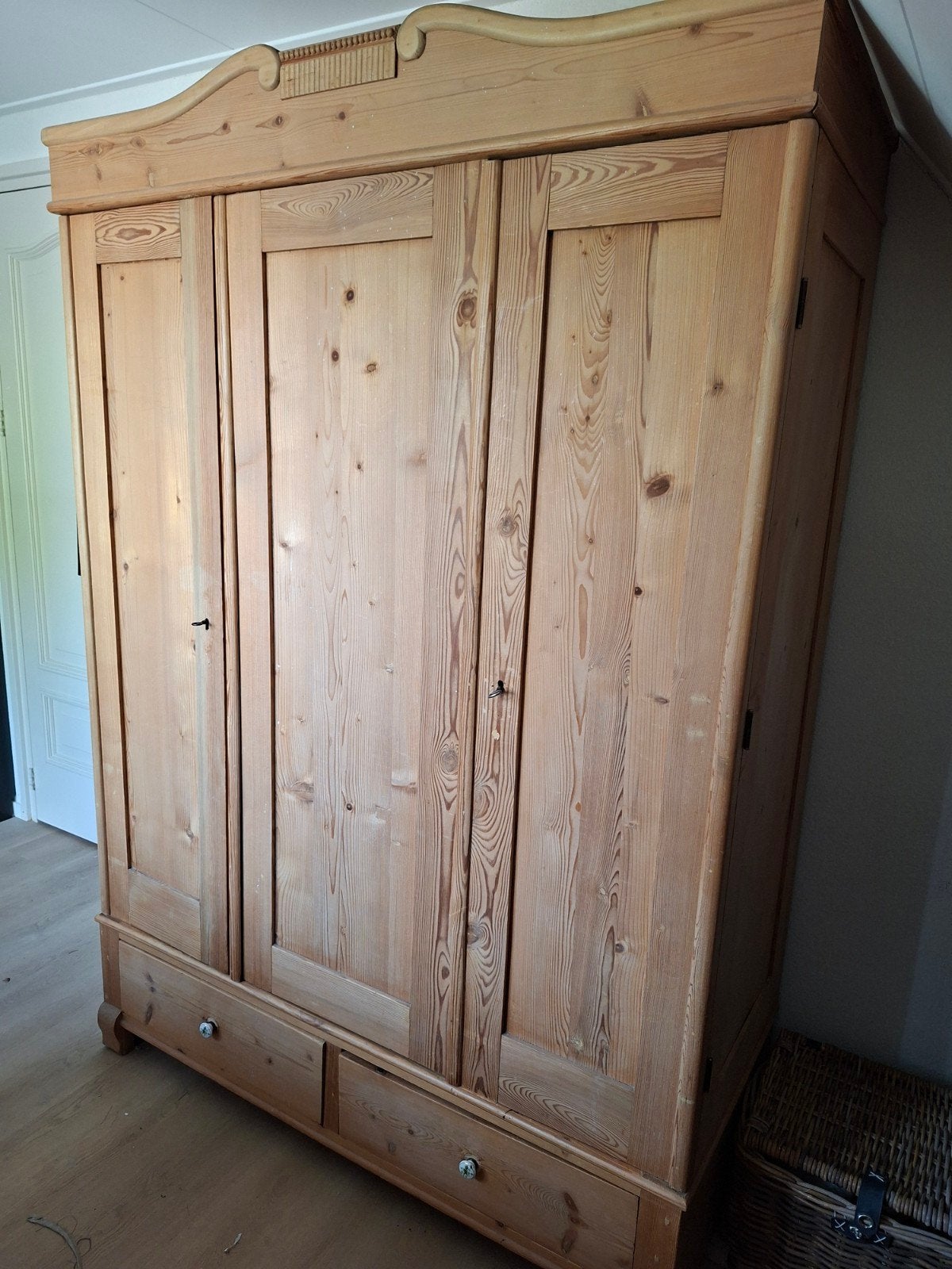 oude massief grenen opberg linnen hang leg kast DEMONTABEL!, Ophalen, 200 cm of meer, Zo goed als nieuw, Grenenhout