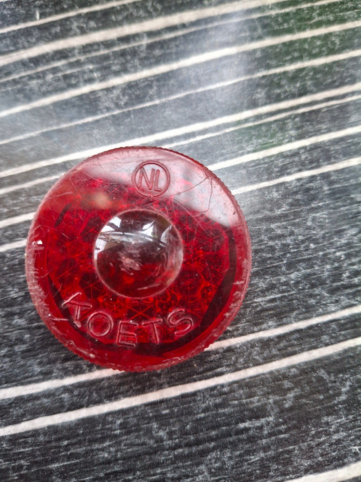Vintage rode fiets reflector 'NL KOETS', Ophalen of Verzenden, KOETS