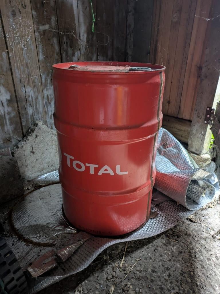 Petroleumvat 60L met inhoud (halfvol) voor kachel, Huis en Inrichting, Kachels, Ophalen, Gebruikt, Vrijstaand, Overige soorten