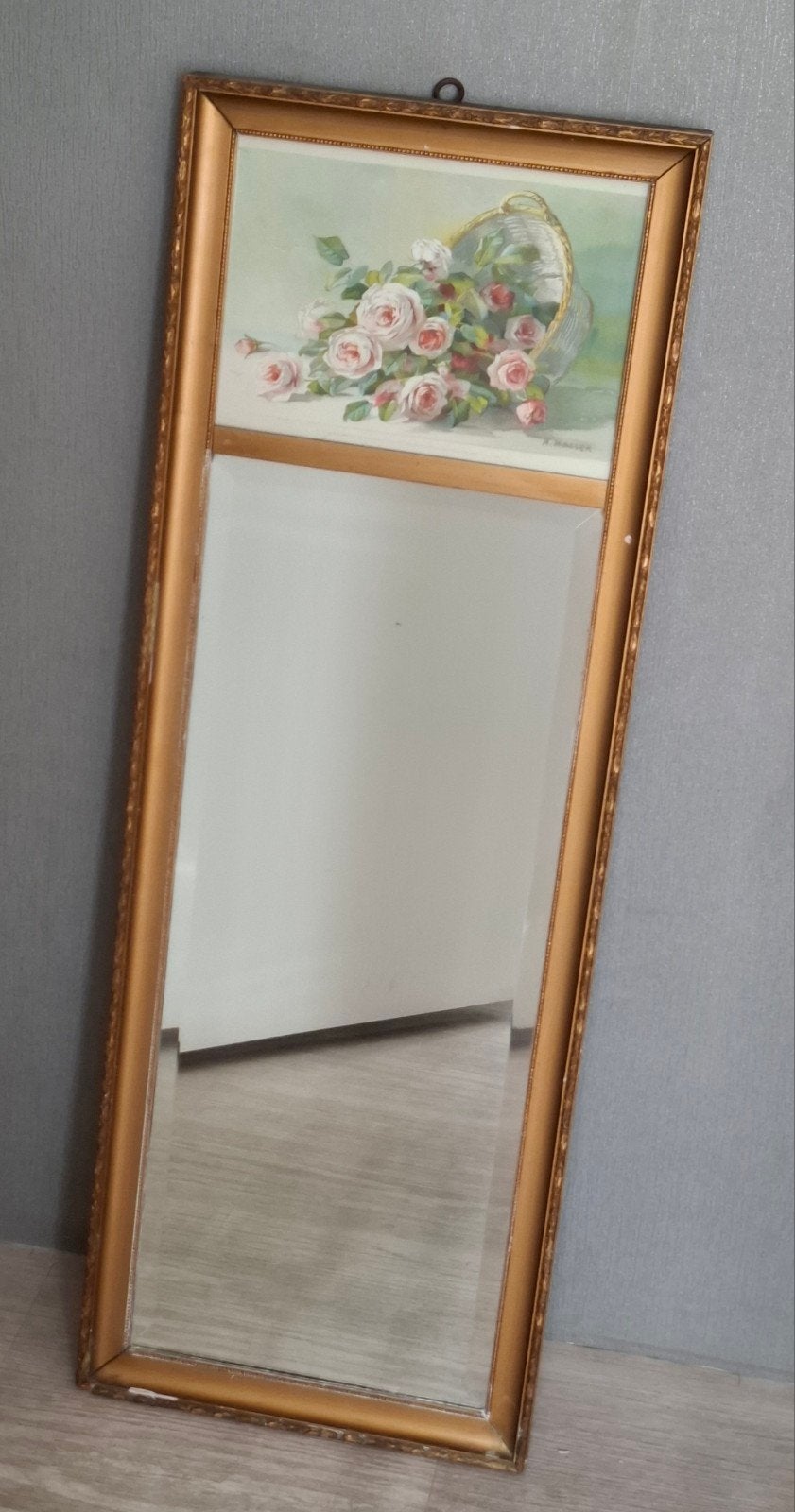 prachtige Franse antieke Trumeauspiegel, Ophalen, Ovaal, Minder dan 50 cm