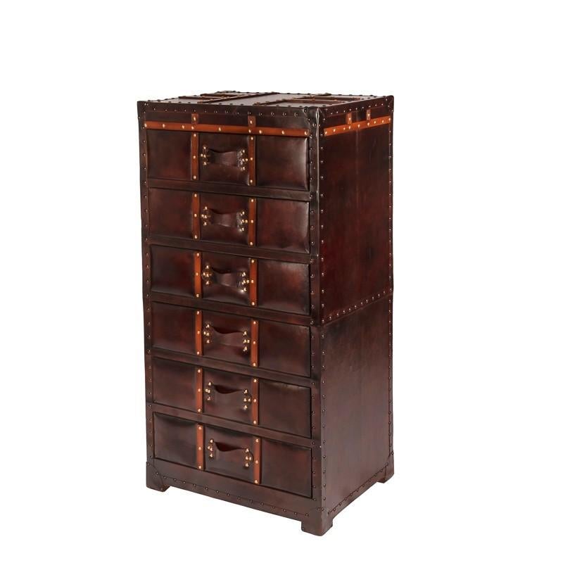 Vintage Look Ladekast van Leer Kledingkast Retro Ladenkast, Overige materialen, Info@dehanzeherten.nl, De Hanze Herten BV, 5 laden of meer