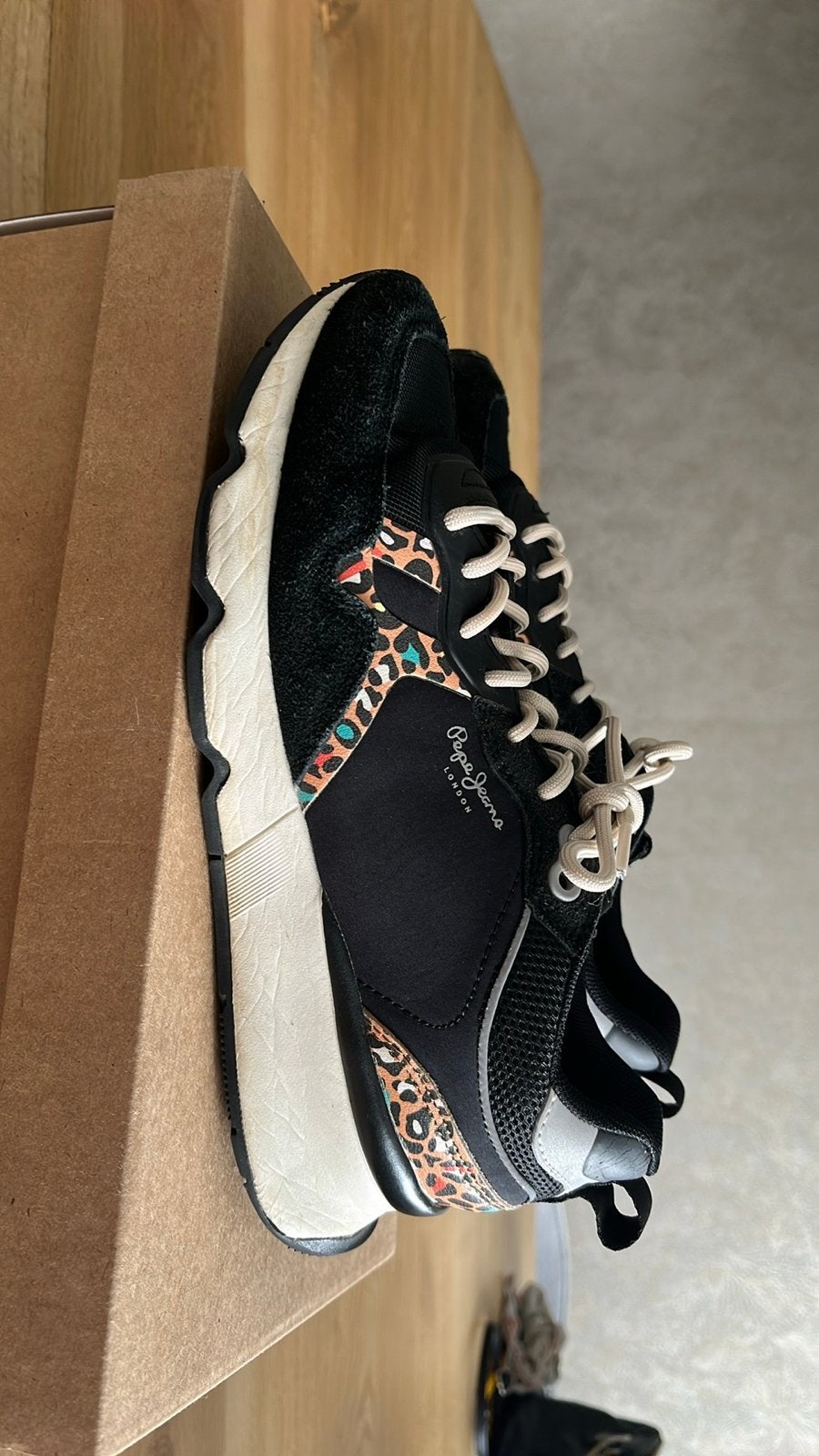 Pepe Jeans Britt Pro Leopard Sneakers - Maat 38, Ophalen of Verzenden, Zo goed als nieuw, Zwart, Sneakers of Gympen
