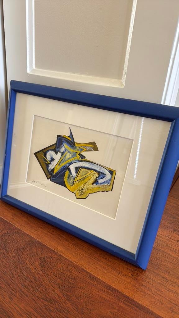 Mixed media kunstwerk Jacques ‘t Kindt 1987 80 vintage, Ophalen
