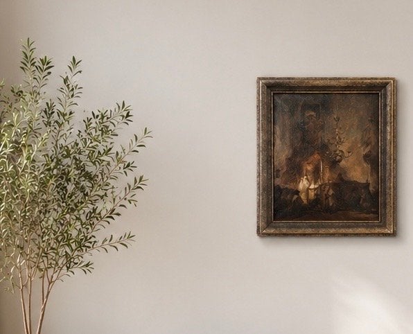 Oud schilderij Grote Kerk Breda - Interieur 55x35cm, Ophalen