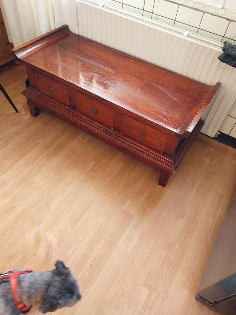 Teakhouten salontafel, Ophalen, 100 tot 150 cm, Koloniaal, Teakhout