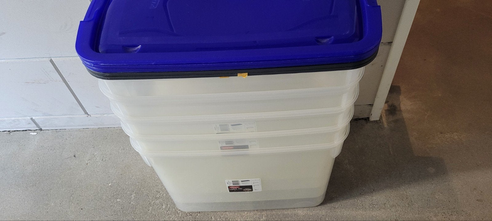 5x Curver Logic Opbergbox 70L met deksel, Ophalen of Verzenden