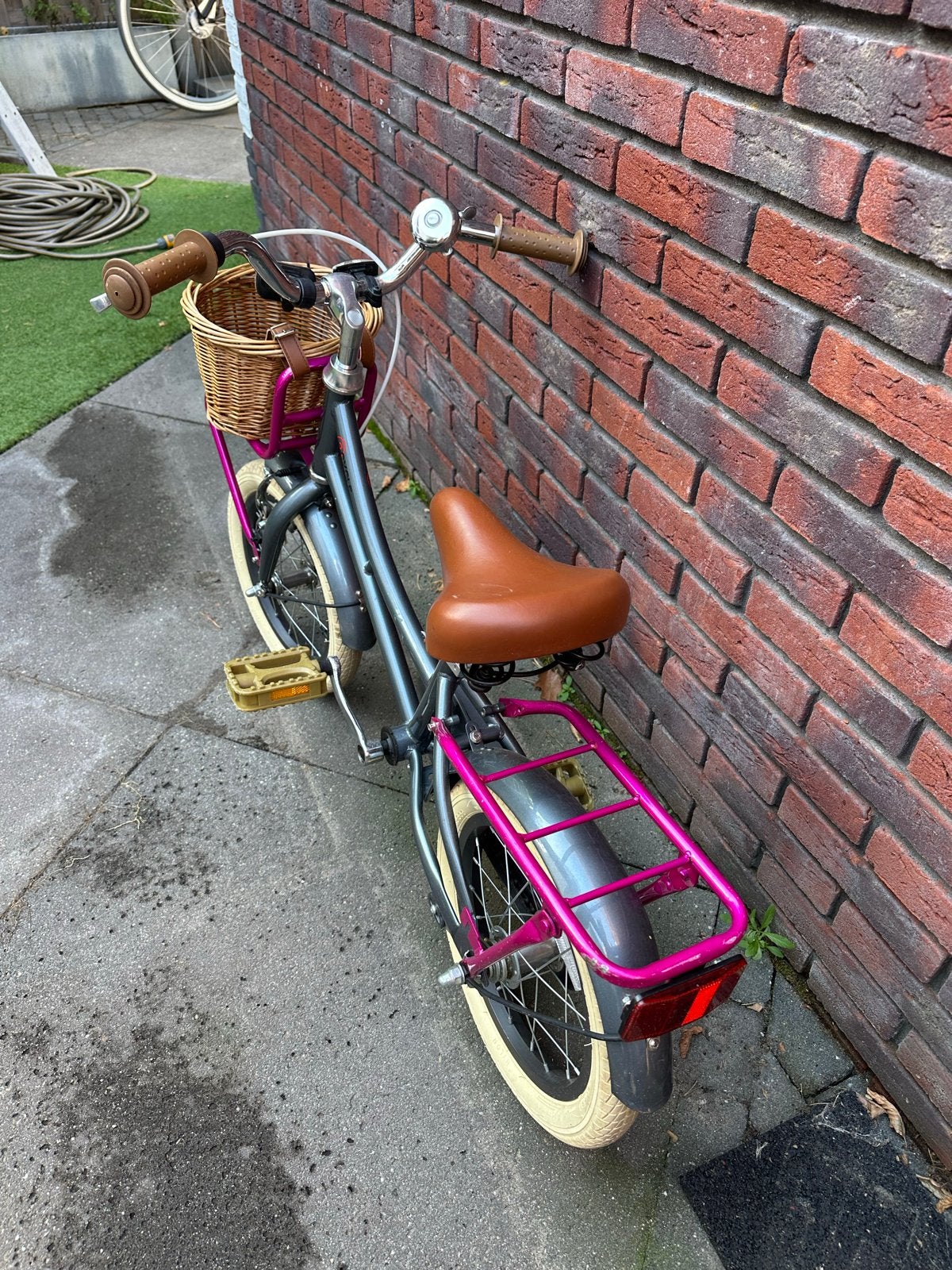 Kinderfiets 16 inch met mandje en bagagedrager, Ophalen, Terugtraprem, Zijwieltjes, 16 tot 20 inch
