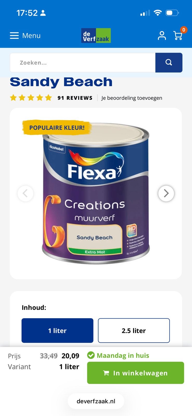 Hele mooie flexa creations sandy beach verf ongeopend 5l, Ophalen of Verzenden, Zo goed als nieuw