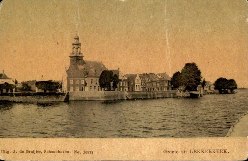 Lekkerkerk - Groete uit, Verzamelen, Ansichtkaarten | Nederland, Gelopen, Zuid-Holland, Voor 1920, Ophalen of Verzenden