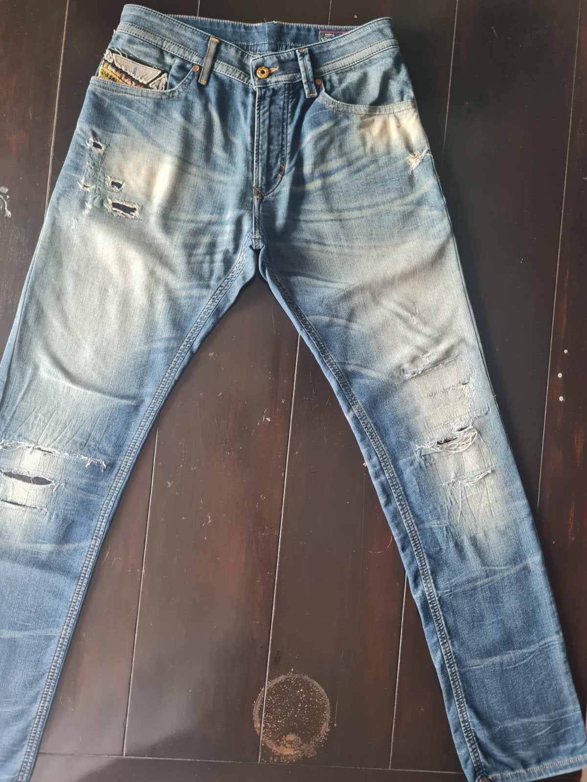 CLASSIC DIESEL THAVAR SWEATPANTS STRETCH DESTROY JOGJEANS 30, Diesel, Blauw, W32 (confectie 46) of kleiner, Ophalen of Verzenden
