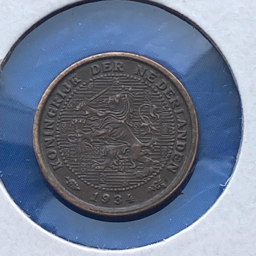 Halve Cent uit 1934 van Wilhelmina, Verzenden, Koningin Wilhelmina, Overige waardes, Losse munt
