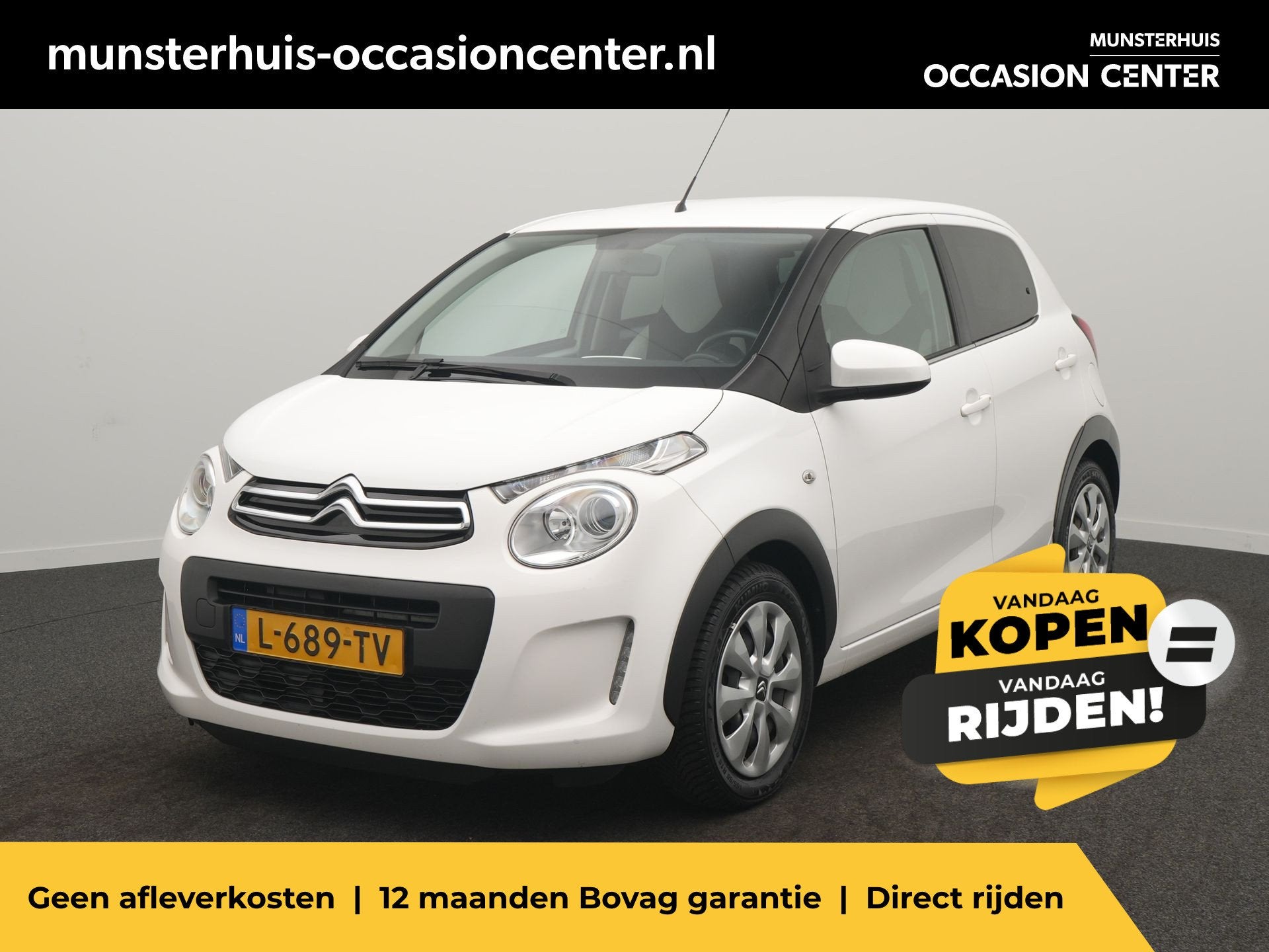 Citroën C1 1.0 VTi Millenium - RIJKLAARPRIJS - All Seasonba, Voorwielaandrijving, 12 maanden, Stof, Gebruikt