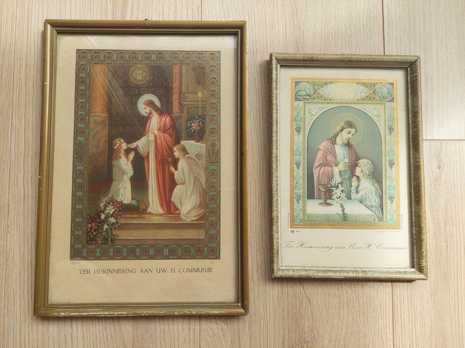 2 Oude Prenten Eerste Heilige Communie, Minder dan 50 cm, Gebruikt, Ophalen of Verzenden, Print