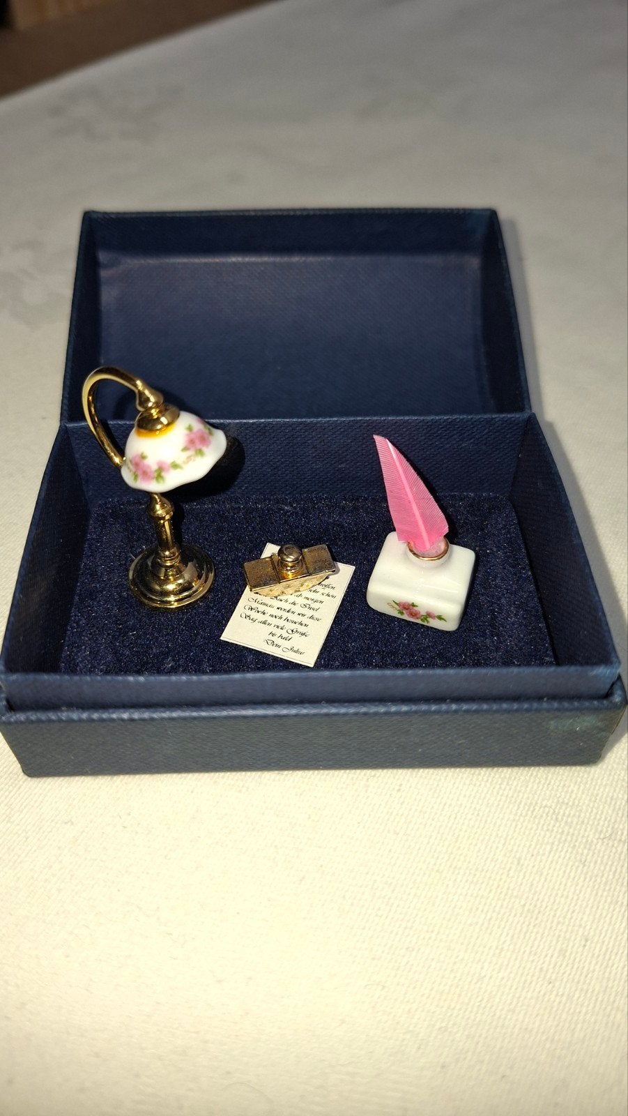 Reutter miniatuur set, lamp, pen en inktroller, Ophalen, Zo goed als nieuw