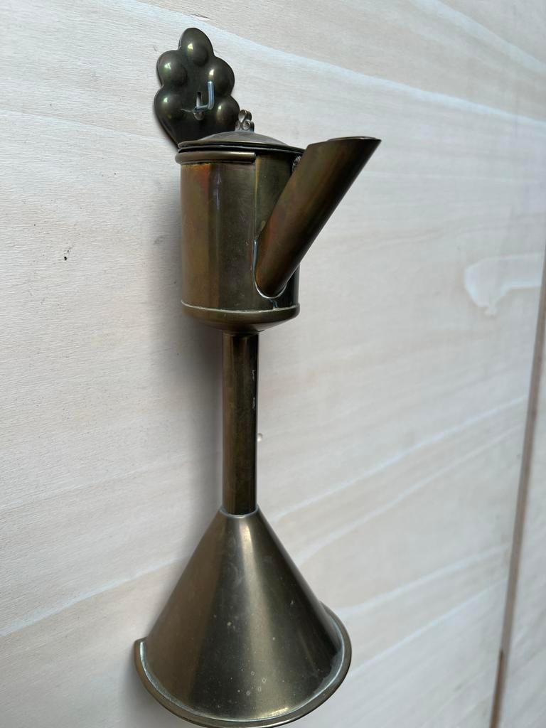 Antieke koperen olielamp (Snotneus) - 19e-eeuws, Verzenden