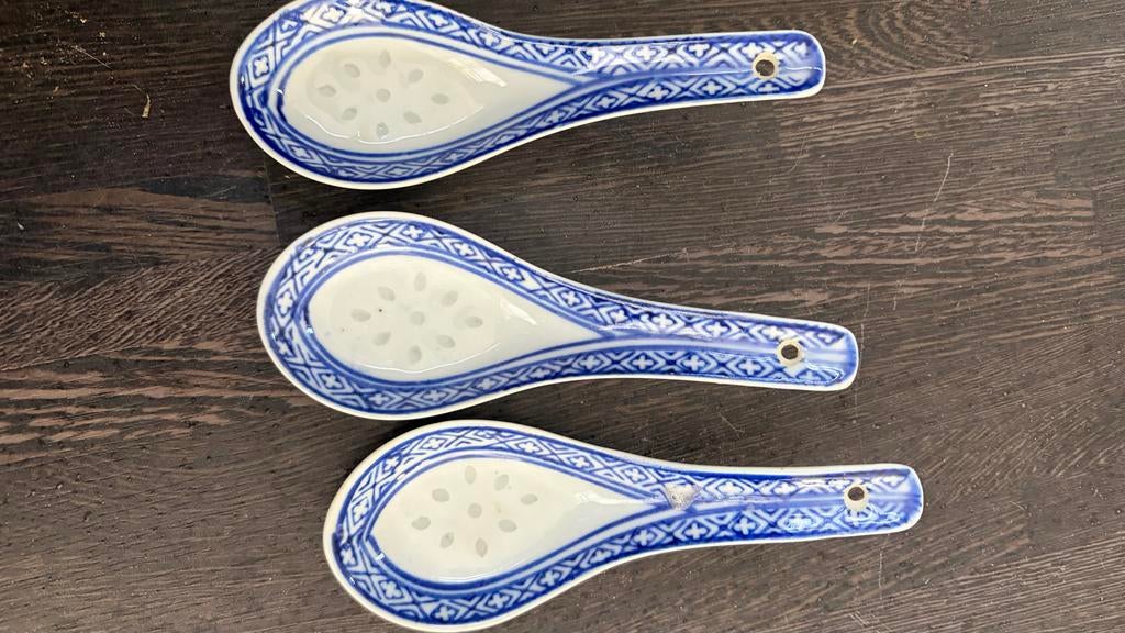 3 Chinese soeplepels, Ophalen of Verzenden, Gebruikt, Overige materialen, Los bestek