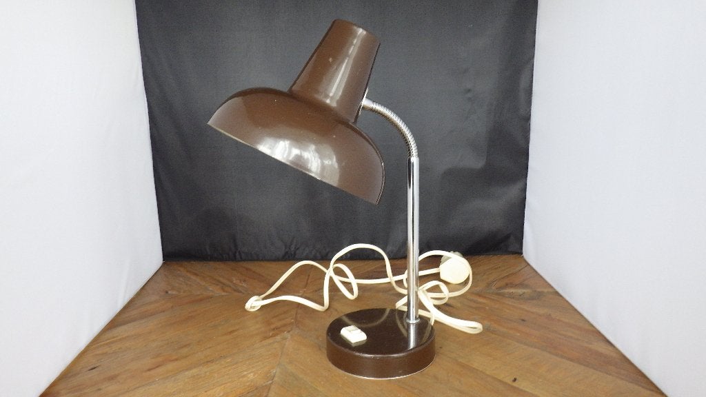 jaren '70 Hema bureaulamp in de kleur bruin, Bureaulamp, Gebruikt, Vintage, Metaal