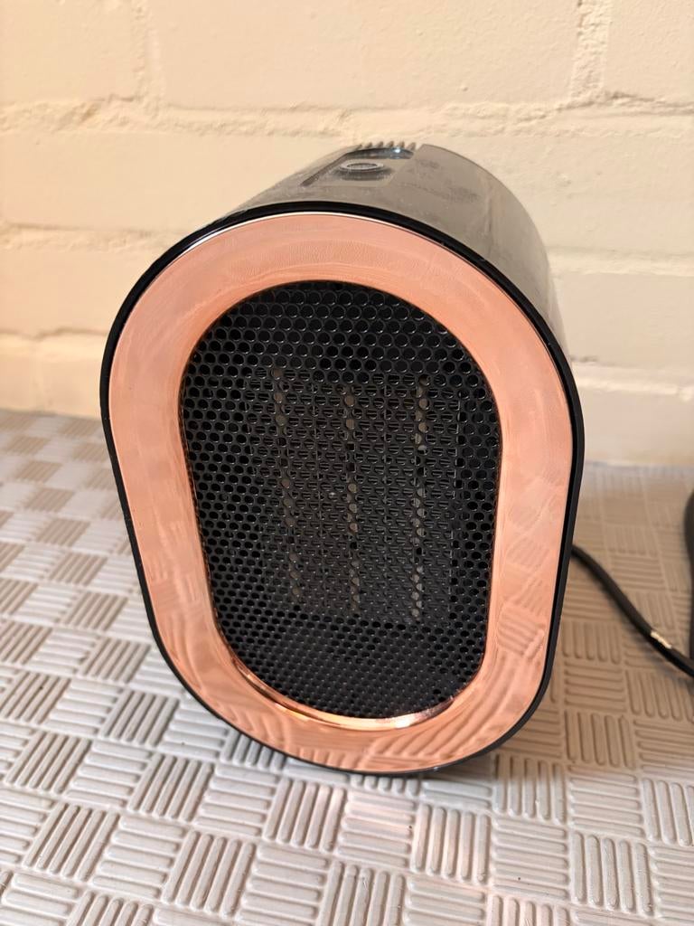 Straalkacheltje zwart met rosé goud, twee standen, Doe-het-zelf en Verbouw, Verwarming en Radiatoren, Minder dan 30 cm, Kachel