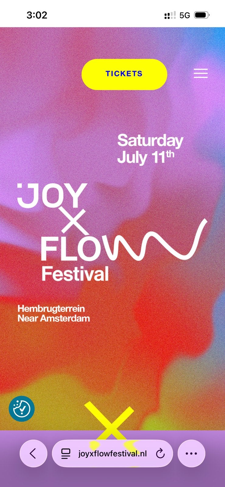 Joy & Flow festival 11 juli ticket kaartje, Eén persoon