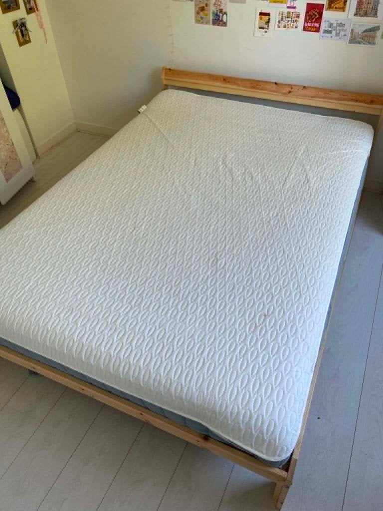 Bed, Ophalen, Beige, Tweepersoons, 140 cm
