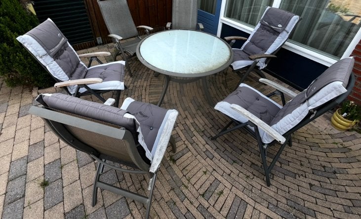 4x Hartman alu verstelbare tuinstoelen inclusief 4 kussens, Tuin en Terras, Ophalen, Gebruikt, Aluminium