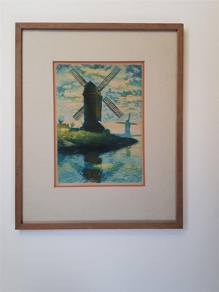 Molens aan water, kleurenets, Antiek en Kunst, Ophalen of Verzenden