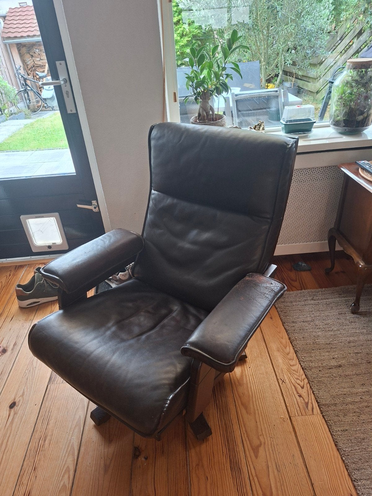 Lederen Jan de Bouvrie fauteuil van Leolux (jaren 70/80), Gebruikt, Vintage, Jaren 70, Jaren 80, Design, Ophalen of Verzenden