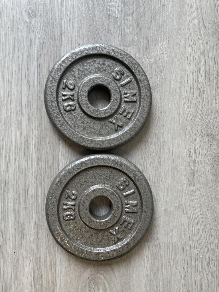 Gewichten 2x 2kg, Ophalen of Verzenden, Zo goed als nieuw, Dumbbell