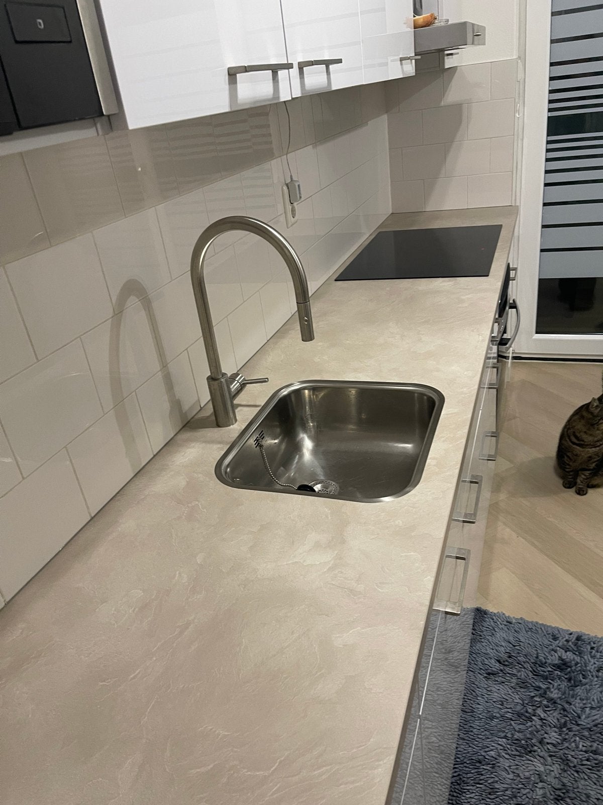 Keuken blad met spoelbak, Ophalen, 75 cm of meer, Beige, Zo goed als nieuw