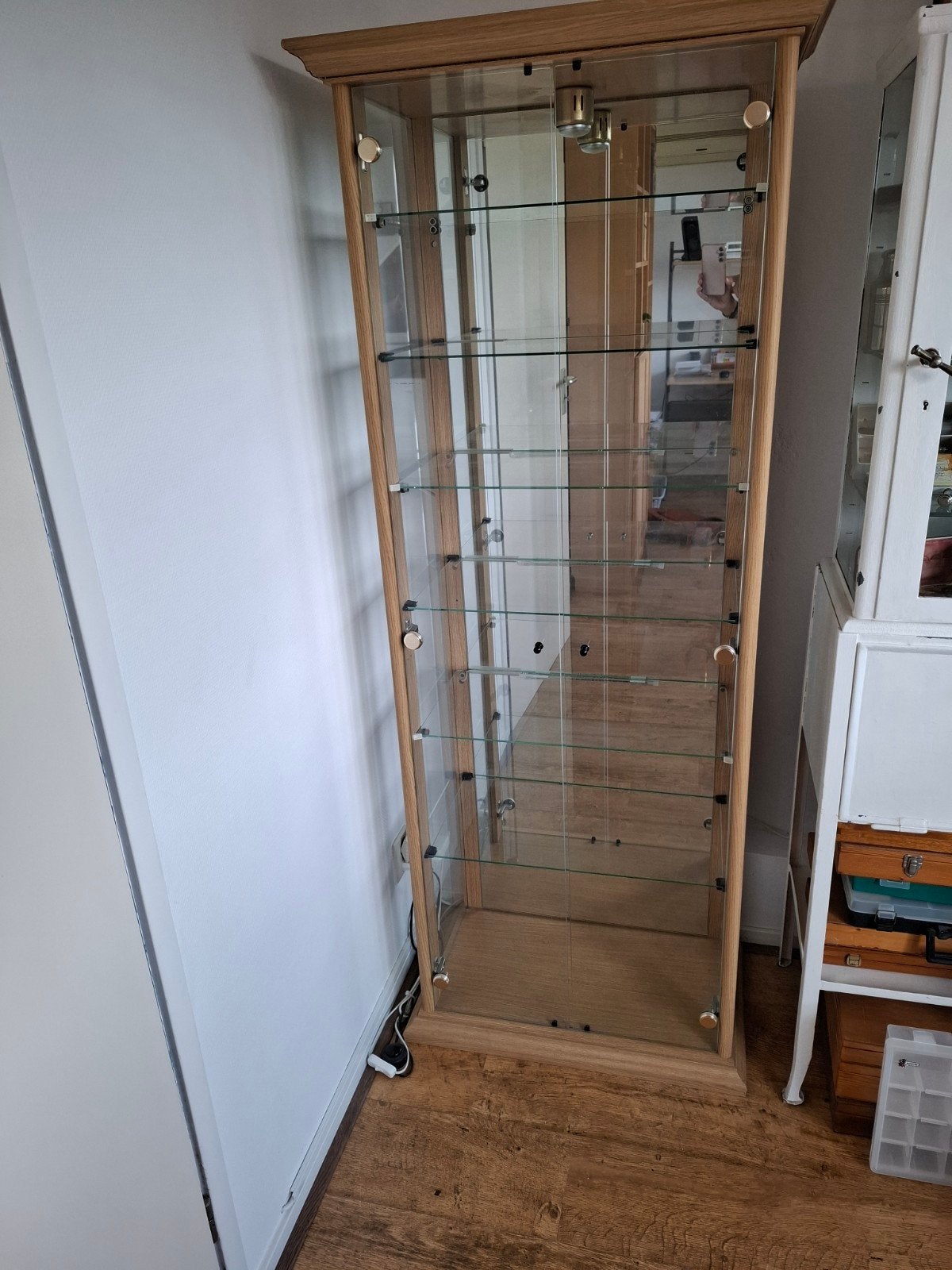Vitrinekast met verlichting, 174x70x37 cm, 6 glasplaten, Huis en Inrichting, Ophalen, 25 tot 50 cm, 50 tot 100 cm, 150 tot 200 cm