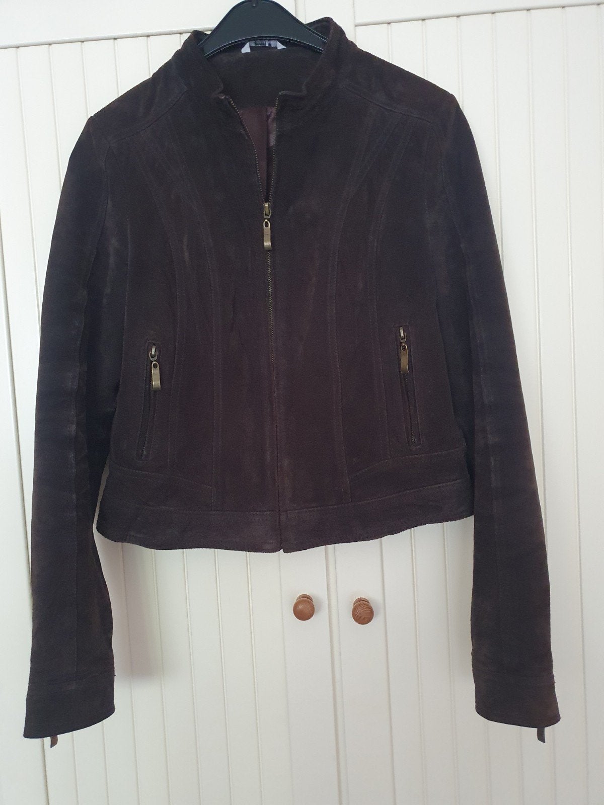 Suede jasje Maat M Donkerbruin., Maat 38/40 (M), Bruin, Ophalen of Verzenden, Jasje