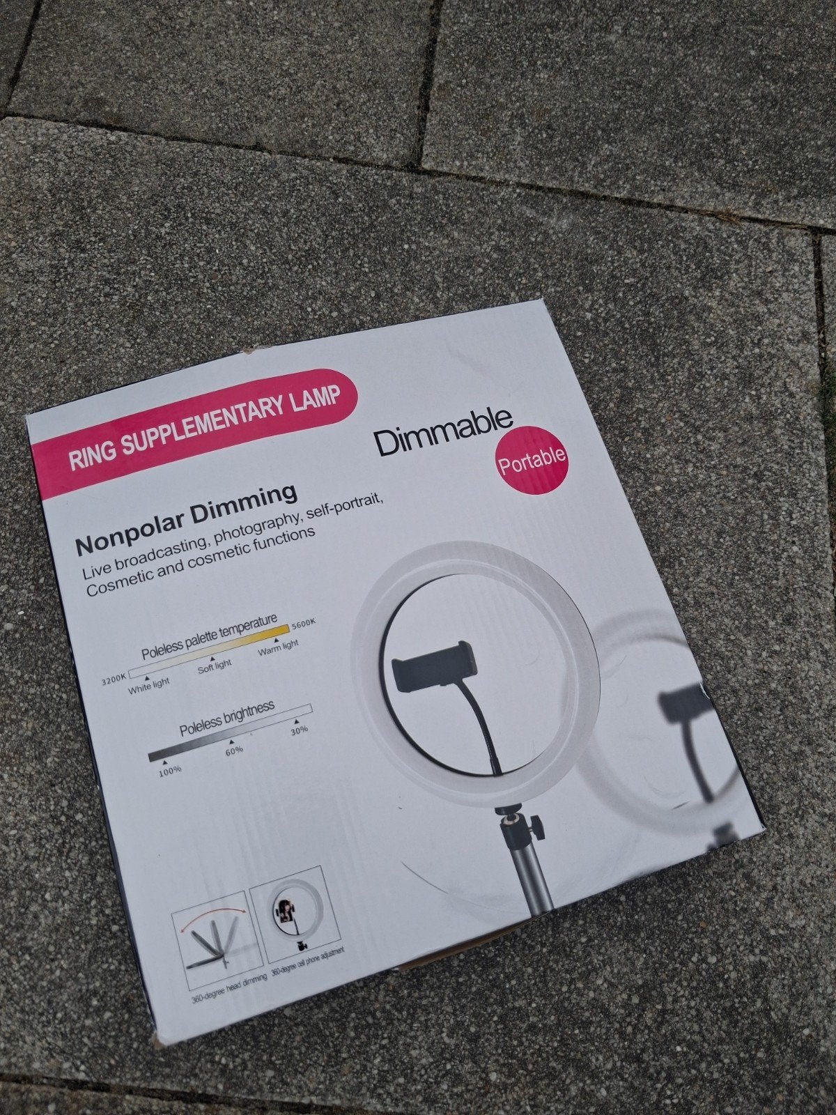 Dimbare Ringlamp met Telefoonhouder - Nieuwstaat, Ophalen