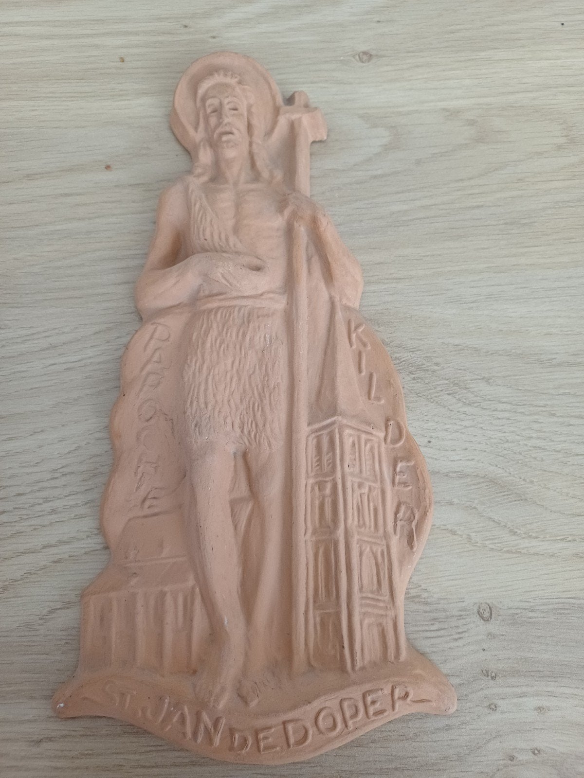 Terracotta reliëf Sint Jan de Doper, Van Rossum Utrecht, Ophalen of Verzenden