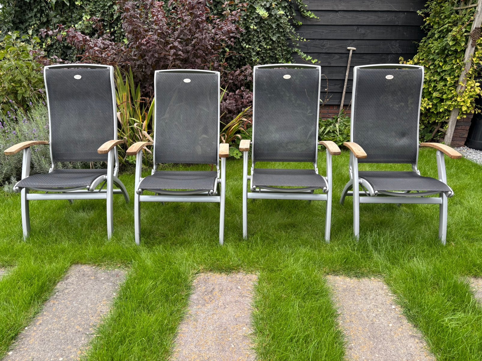 4 Hartman Da Vinci tuinstoelen, Tuin en Terras, Ophalen, Gebruikt, Teakhout, Inklapbaar