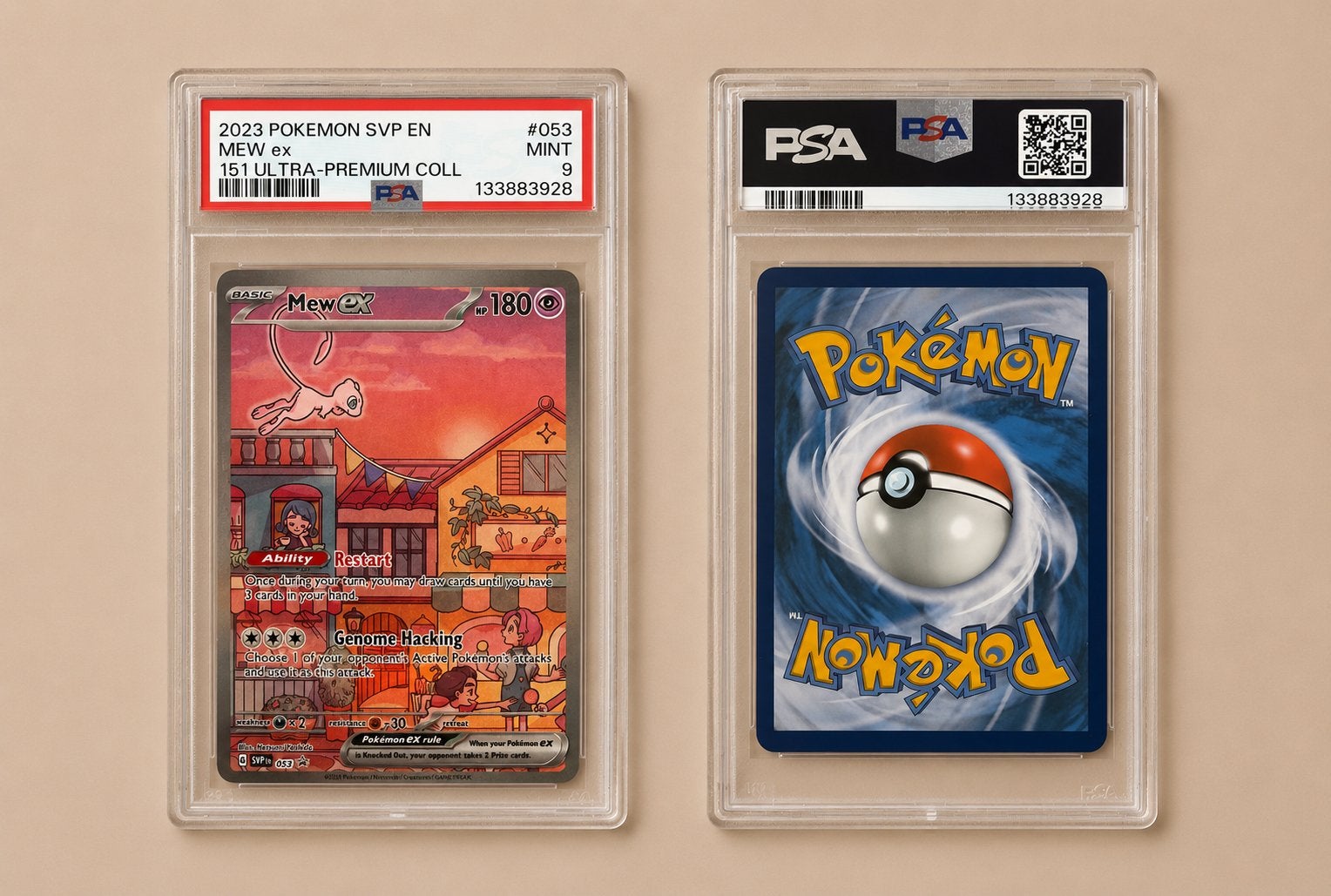 Pokémon Mew EX #53 -151- PSA9, Ophalen of Verzenden, Zo goed als nieuw, Losse kaart