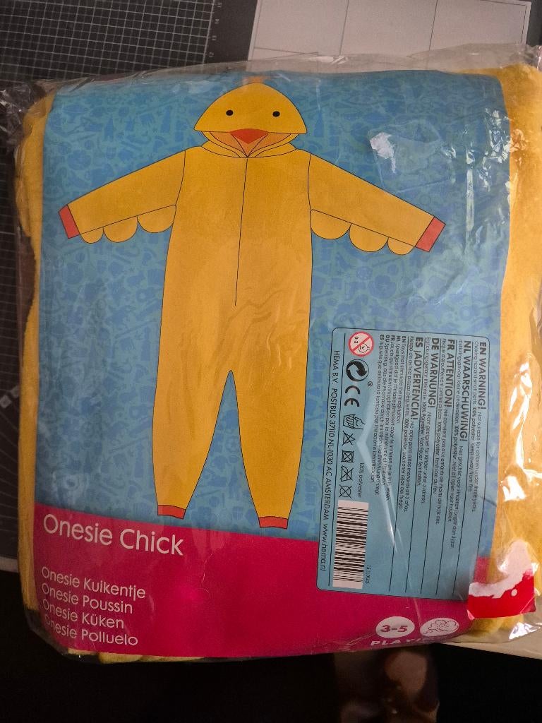 Hema onesie kuiken 3 tot 5 jaar 92/110, Ophalen of Verzenden, Nieuw, Maat 104