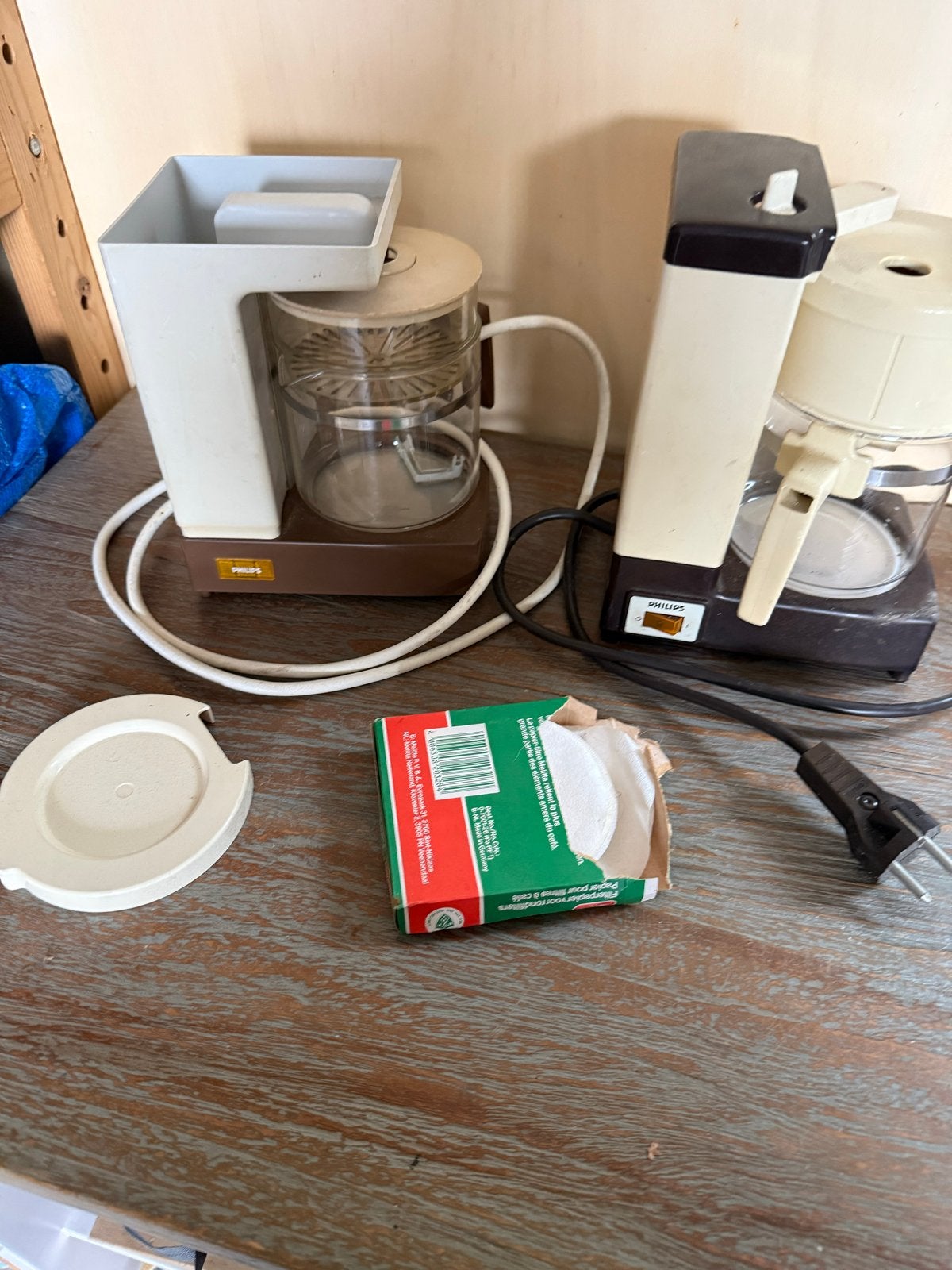 Vintage Philips koffiezetapparaten (2 stuks), Gebruikt, Koffiemachine, Gemalen koffie, Ophalen of Verzenden