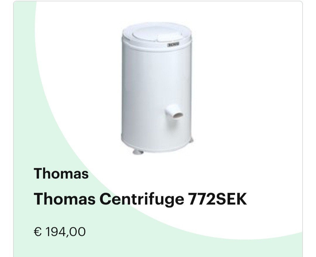 Thomas Centrifuge 772SEK - Efficiënte Wasdroger, 1200 tot 1600 toeren, Minder dan 4 kg, Bovenlader, Ophalen of Verzenden