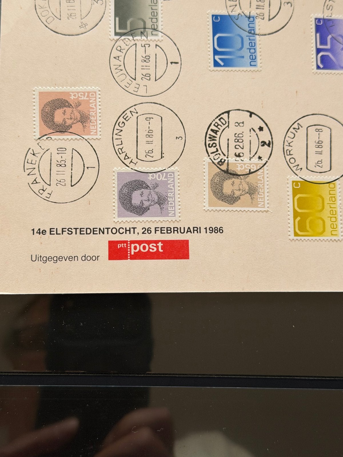 14e Elfstedentocht 1986 Postzegelvel Gestempeld, Postzegels en Munten, Ophalen of Verzenden, Na 1940, Gestempeld