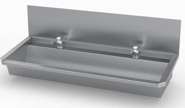 RVS wastrog 120 cm incl. kraangaten en spatscherm., Ophalen of Verzenden, Nieuw, Rvs, Wastafel