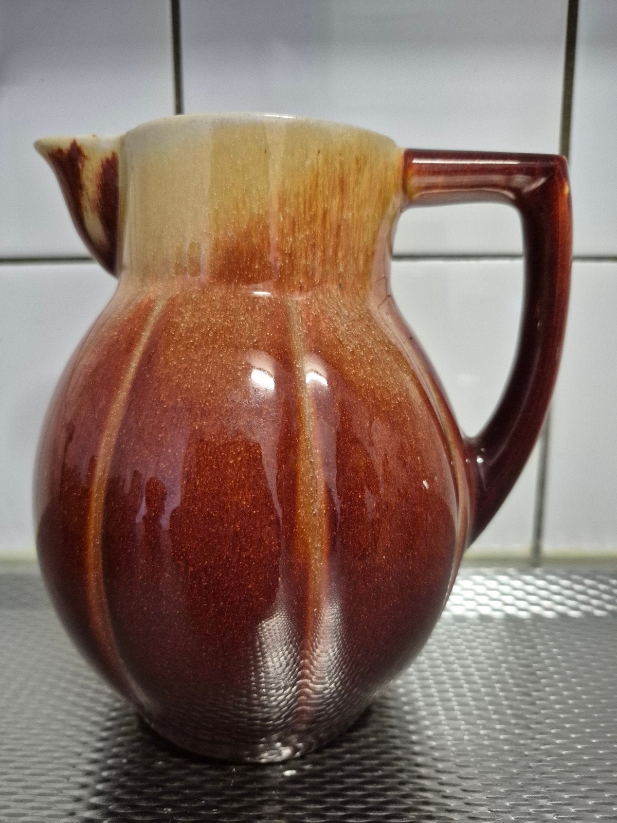 Nostalgische Aardewerken Kan - Bruin/Beige Glazuur, Ophalen of Verzenden