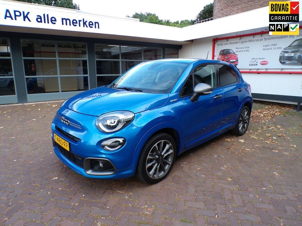 Fiat 500 X 1.5 Hybrid Sport Automaat Navi/Apple Car Play/And, Auto's, Fiat, Gebruikt, 4 cilinders, Met garantie (alle), Blauw